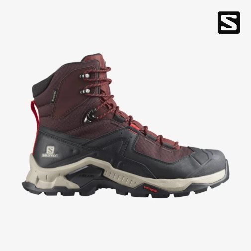 Burgundy / Black Salomon Quest Element GTX Men's Hiking Boots | PH 06812T